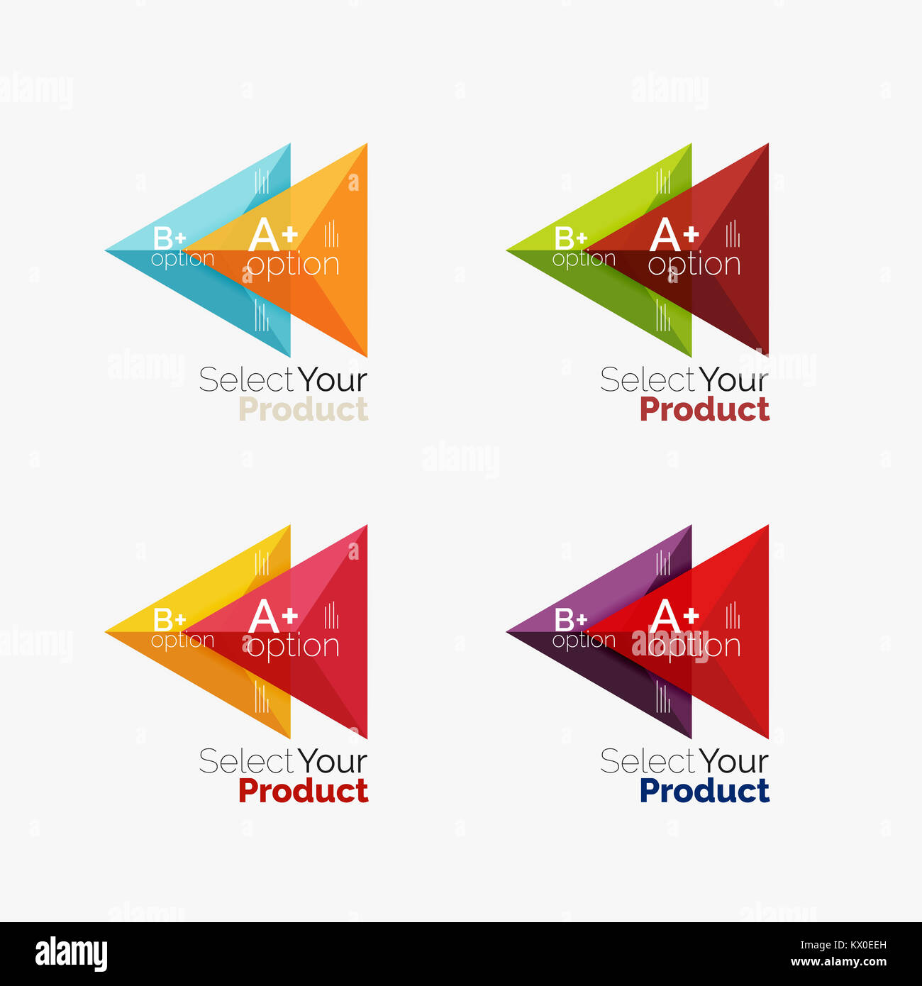 Set of triangle option infographic layouts. Select your product concept ...