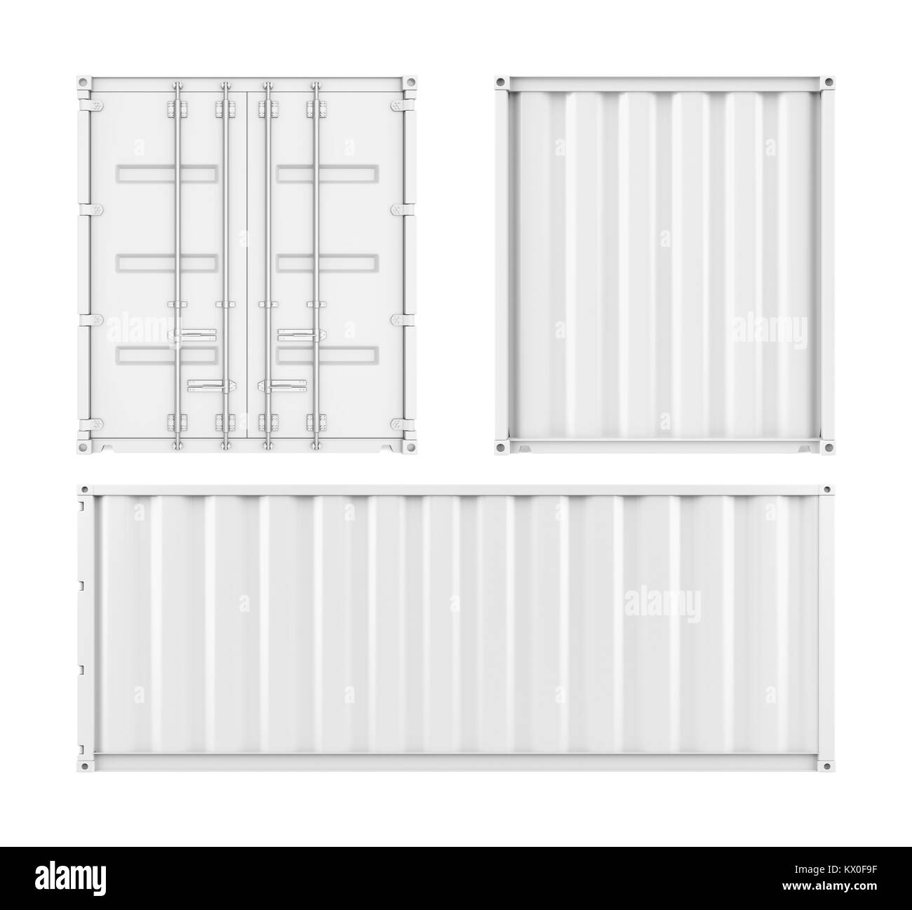 White Cargo Container Isolated Stock Photo