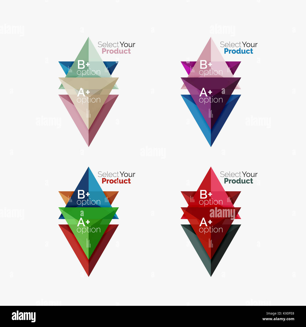 Set of triangle option infographic layouts. Select your product concept ...
