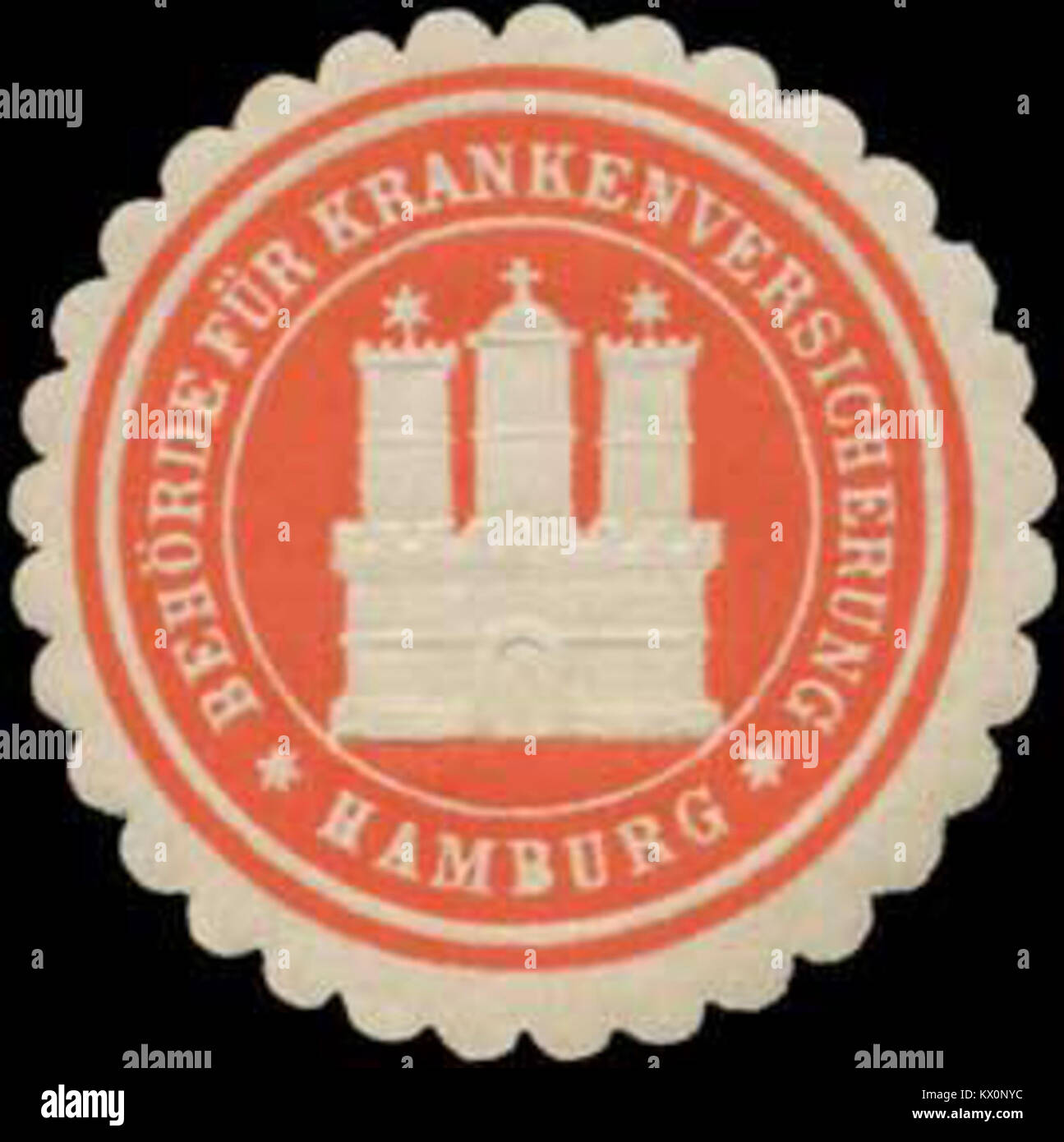 Siegelmarke Behörde für Krankenversicherung Hamburg W0361558 Stock Photo