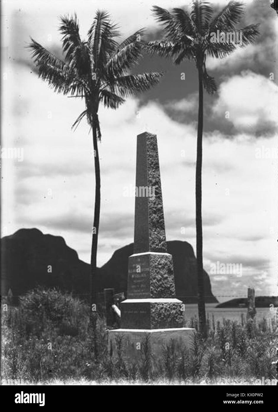 Memorial for Allan Riverstone McCulloch, Lord Howe Island Stock Photo