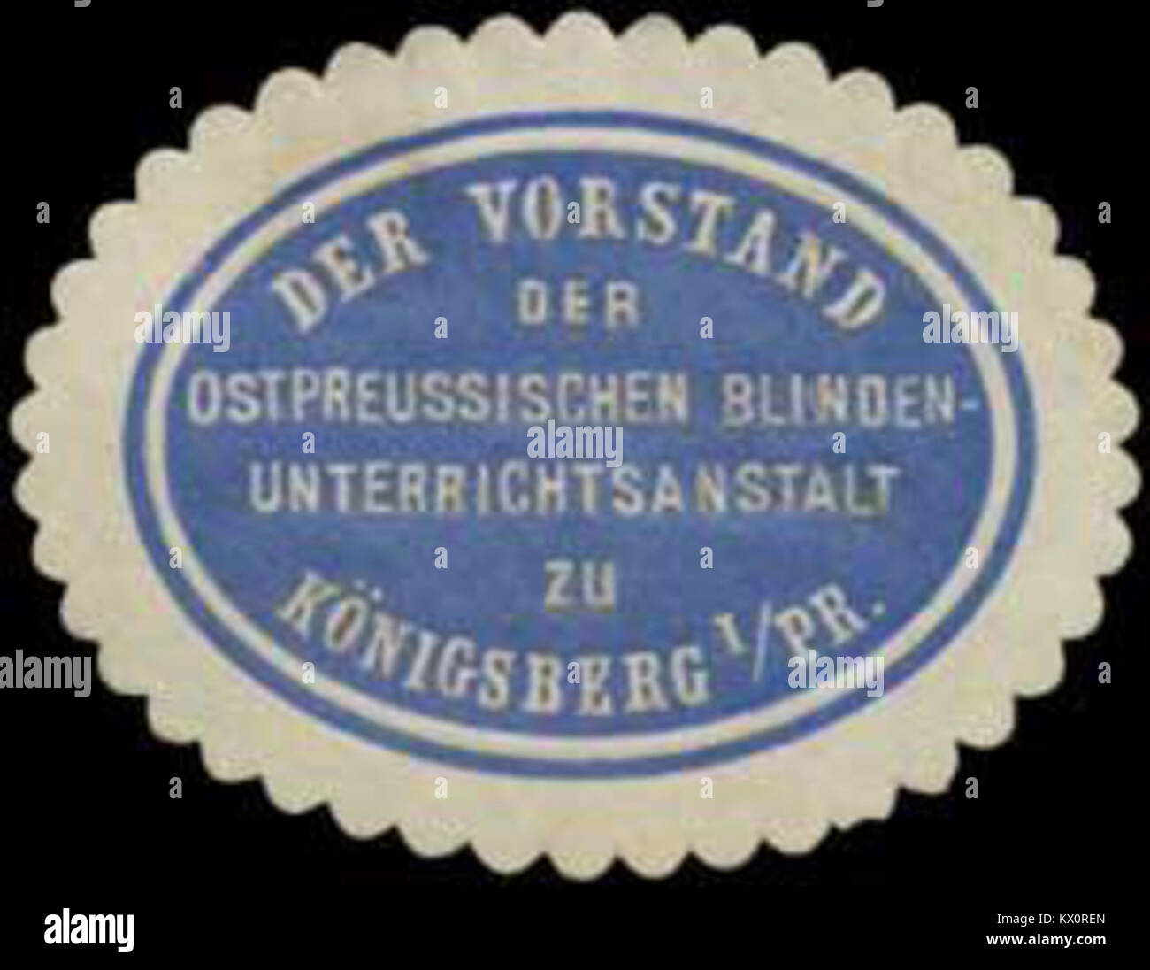 Seal of the Board of the East Prussian Institute for the Blind in Königsberg, representing educational and administrative authority within the institution. Stock Photo