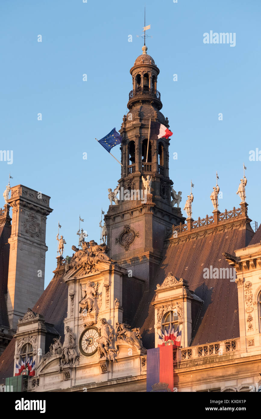 France, Paris (75), Hotel de Ville (city hall) Stock Photo