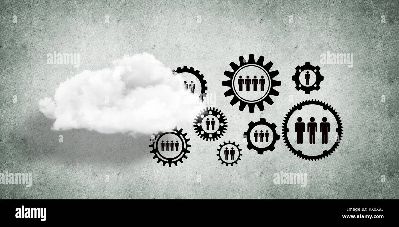 Background image with gears and cloud computing connection concept on ...