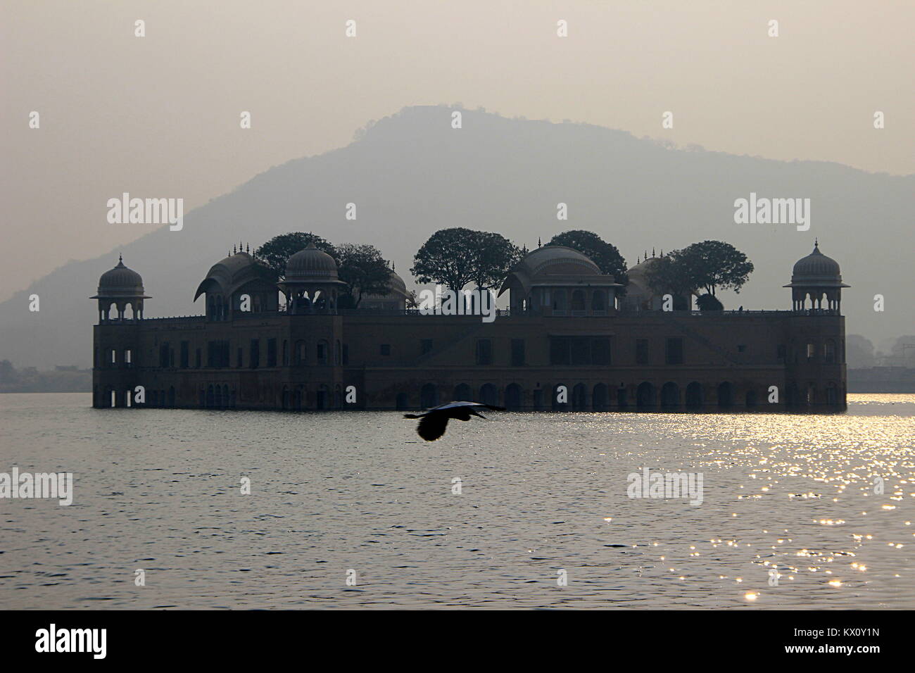 Jalmahal Summer Palace situated in the middle of lake at Jaipur, Rajasthan, India, Asia Stock Photo