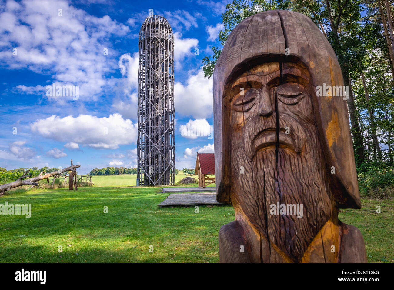 Timber observation tower called Cucmber Tower designed by Jan Vondrak near Hermanice village in Liberec District of Czech Republic Stock Photo