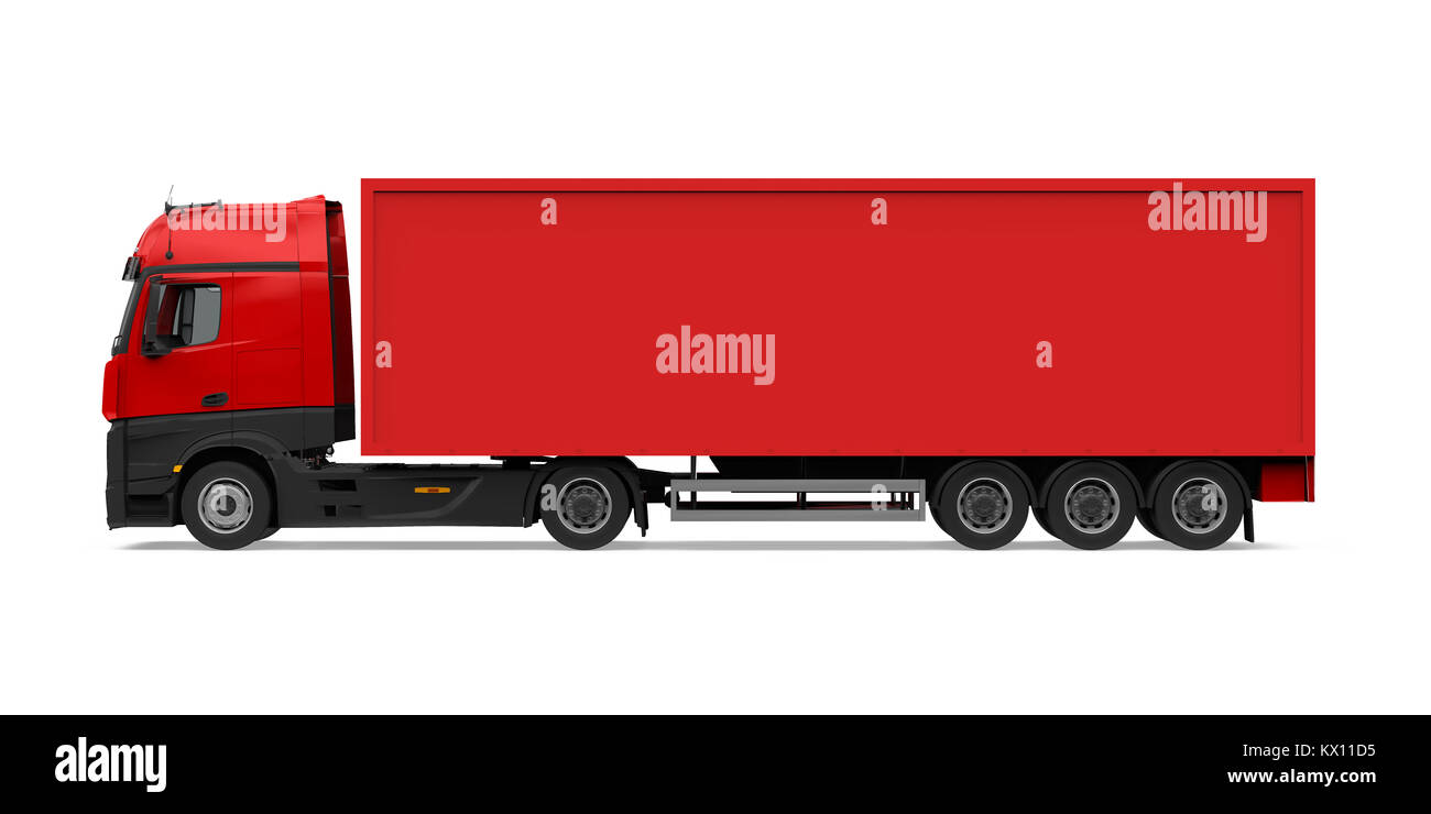 Red Container Truck Isolated Stock Photo - Alamy