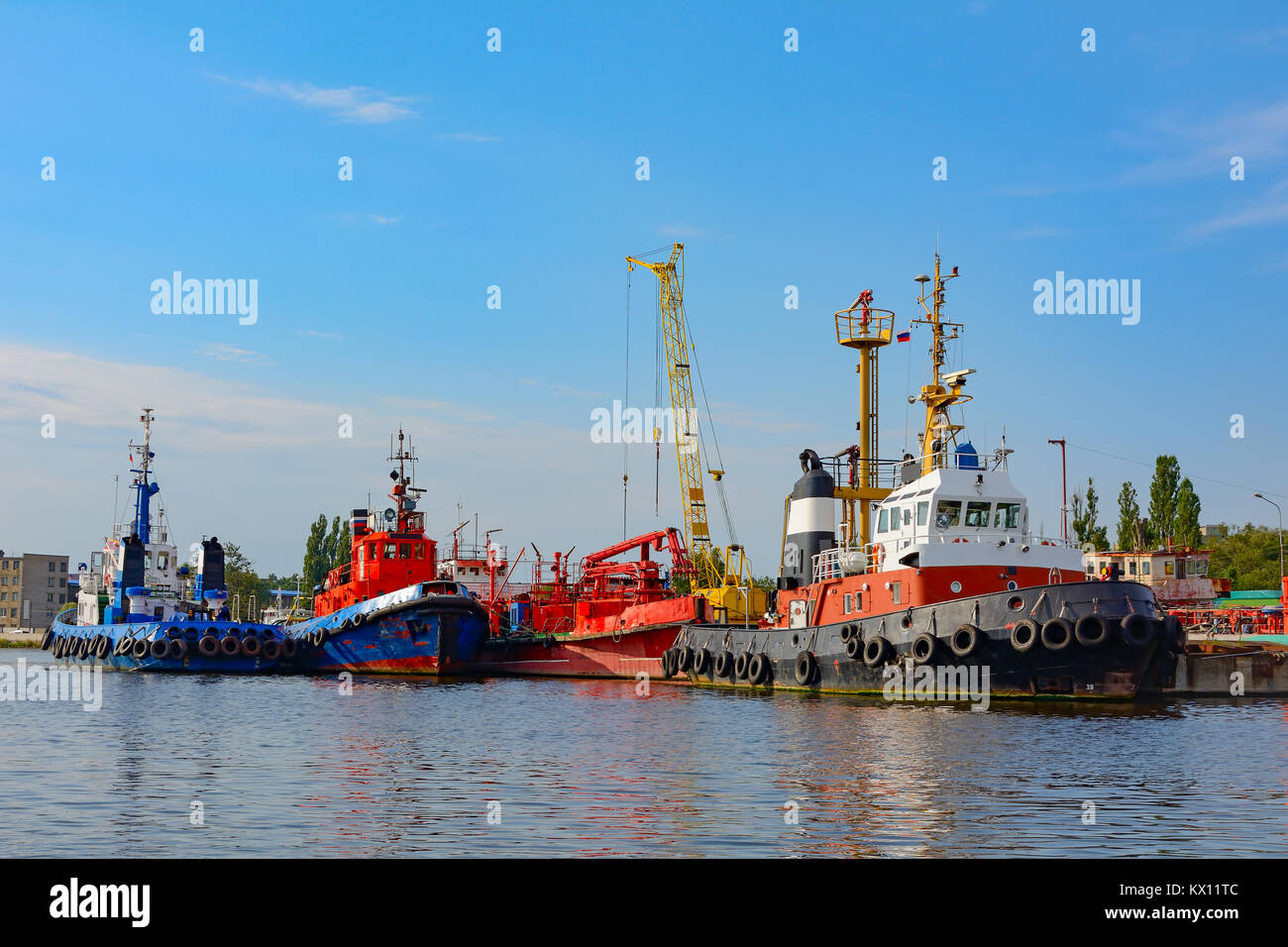 Kaliningrad, towing fleet in the seaport on the river Pregel Stock Photo