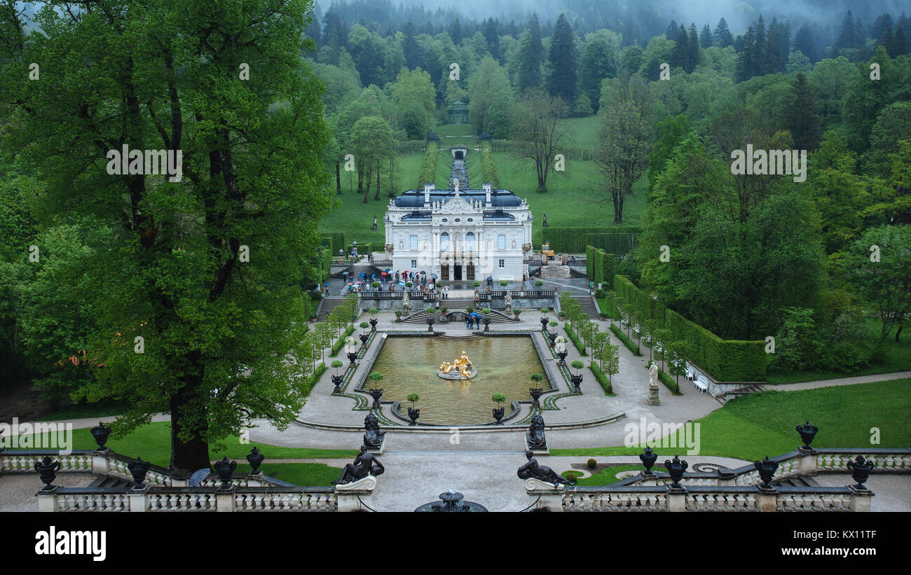 Linderhof palace overview Stock Photo