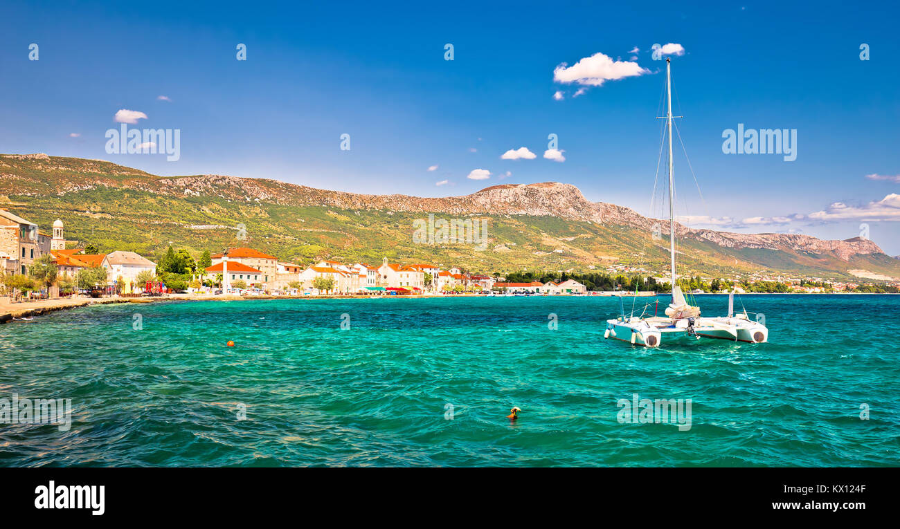 Kastel Stari landmarks and waterfront panoramic view, Split region of ...
