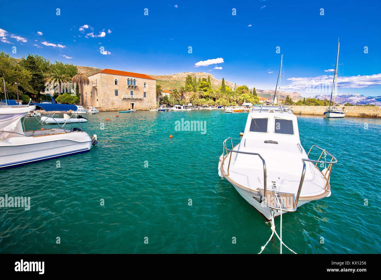 Seafront od Kastel Luksic village summer view, Split region of Dalmatia ...