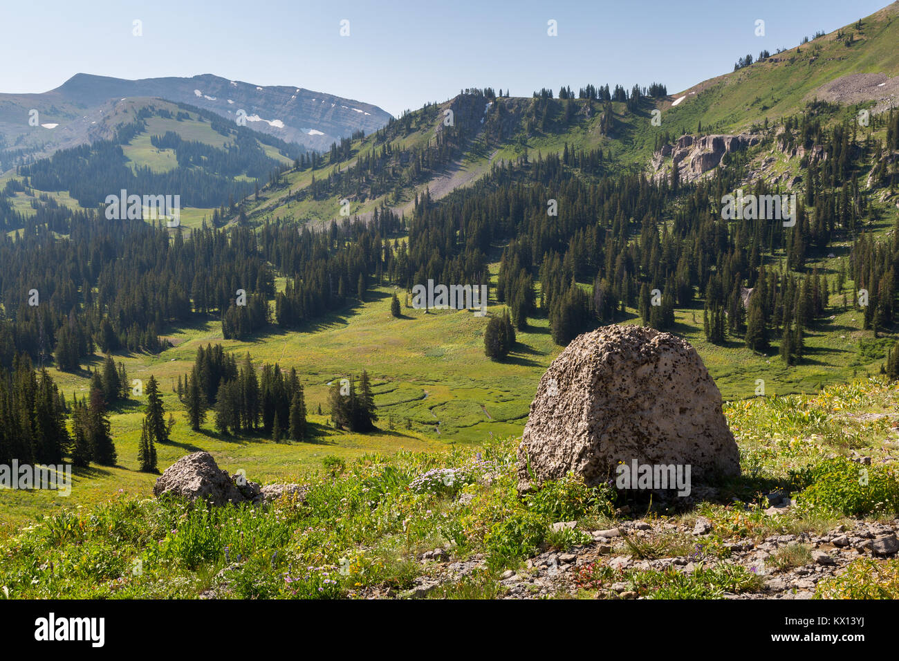 A large boulder overlooking the higher elevations in Granite Canyon in