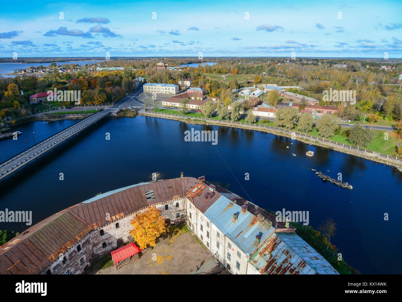 Aerial view of Vyborg, Russia. Vyborg stands at the head of Vyborg Bay ...