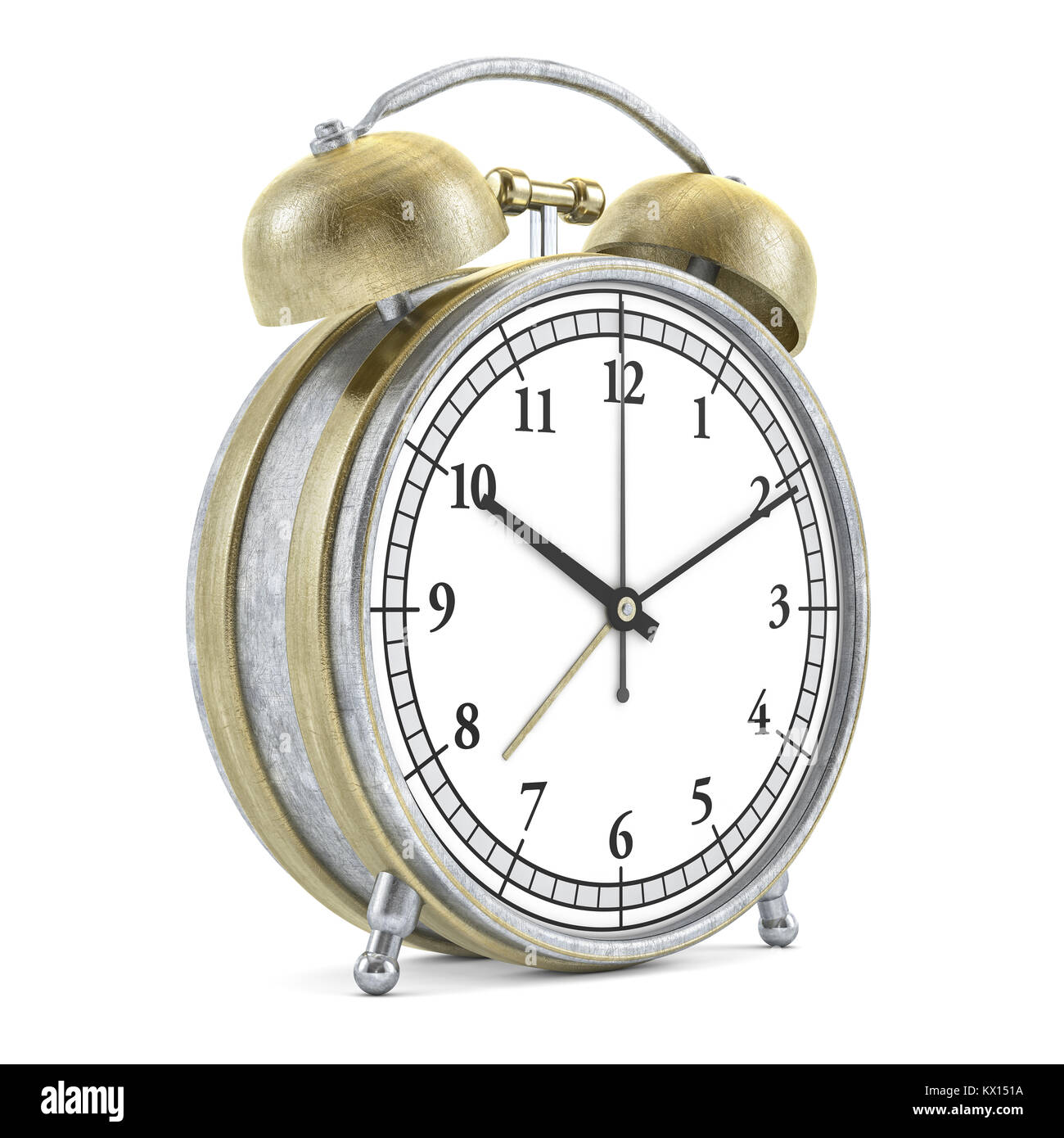 Old style alarm clock isolated on white. 3d rendering Stock Photo Alamy