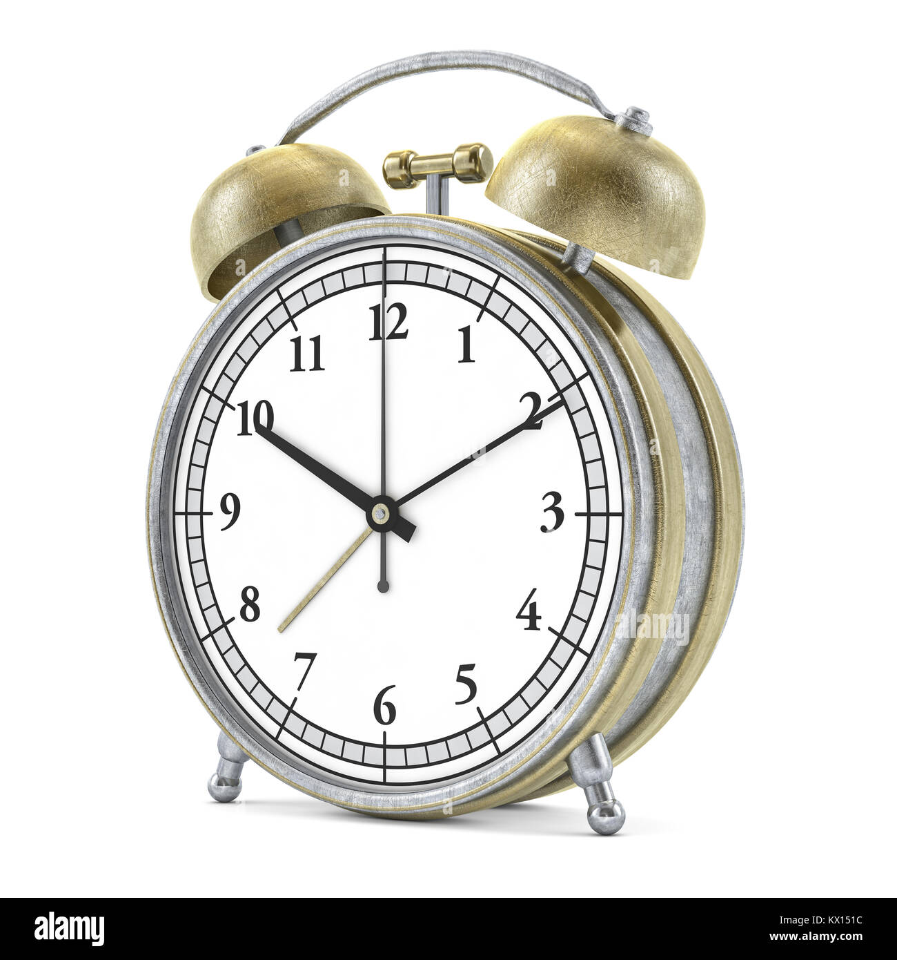 Old style alarm clock isolated on white. 3d rendering Stock Photo Alamy