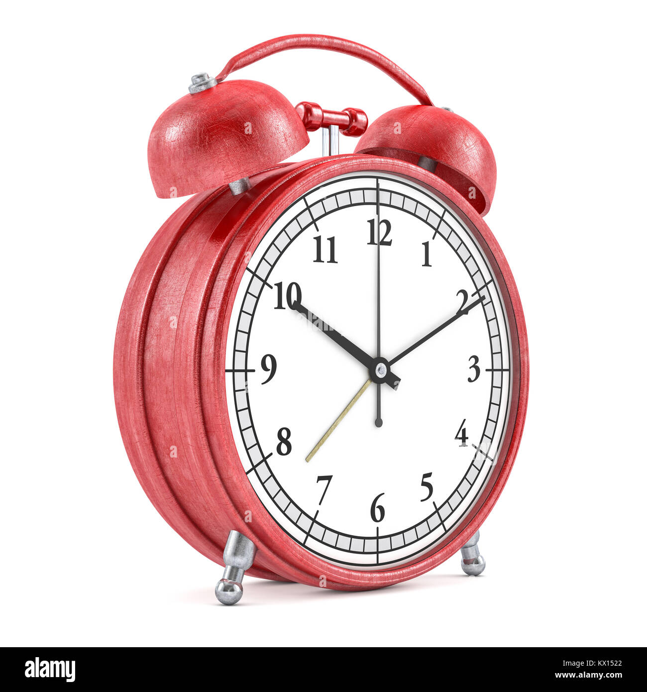 Old style alarm clock isolated on white. 3d rendering Stock Photo - Alamy