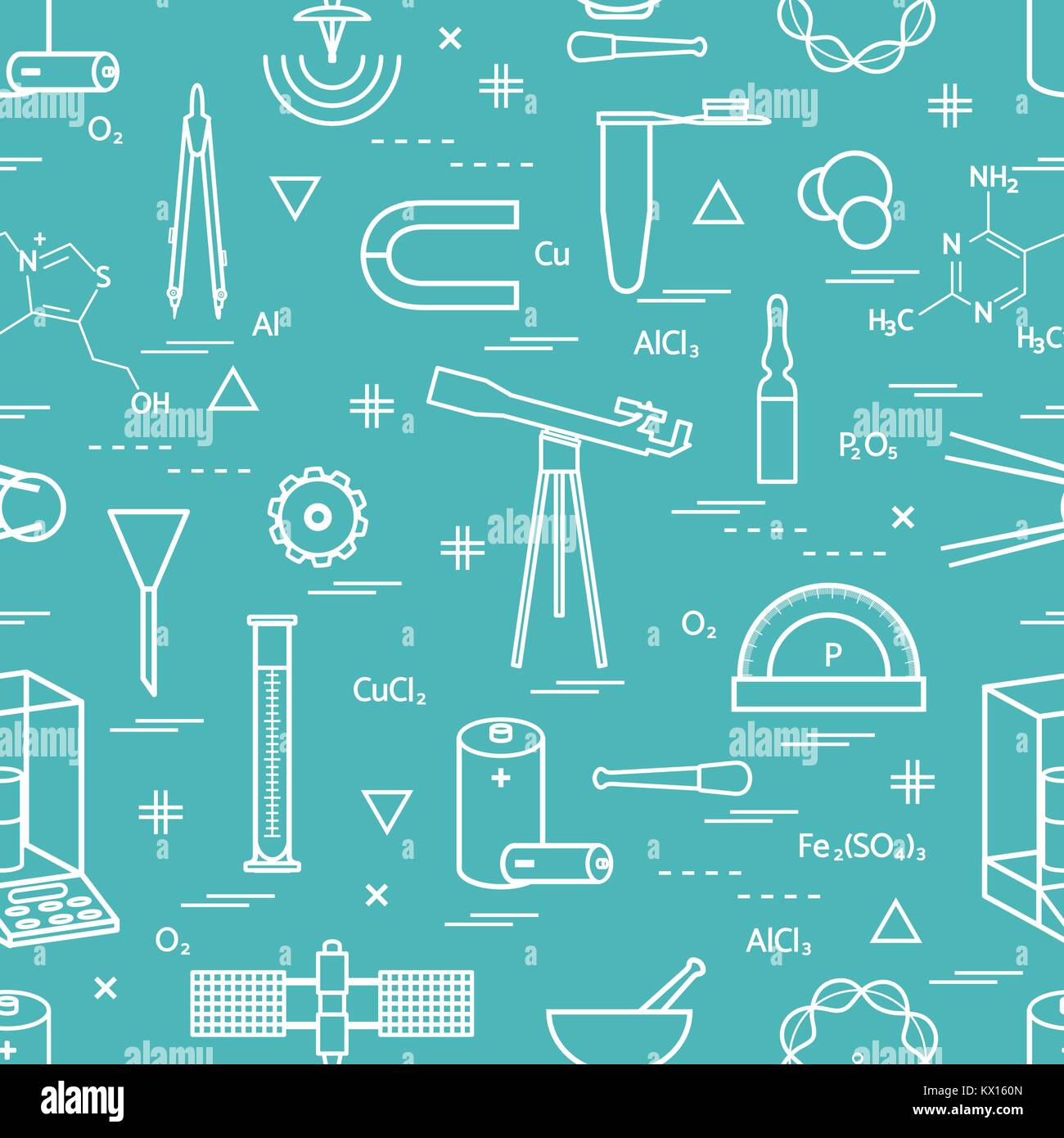Science Section Designs Seamless pattern with variety scientific, education elements: dividers ...
