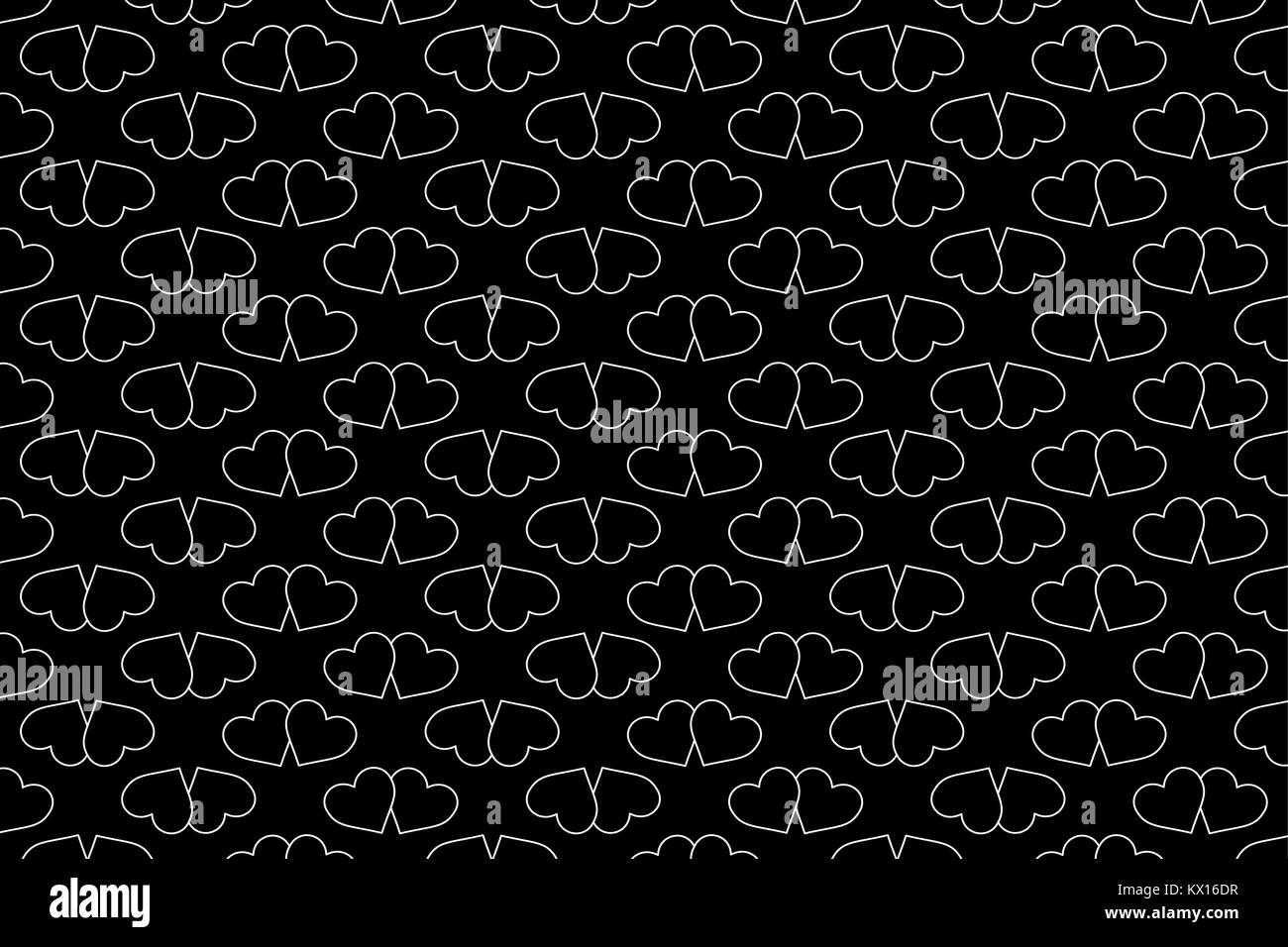 Two Heart Pattern Two hearts - vector pattern - white pattern on a black background Stock ...