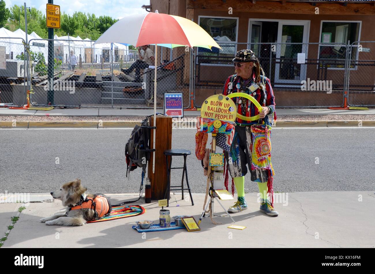 balloon artist at the santa fe farmers market new mexico USA Stock