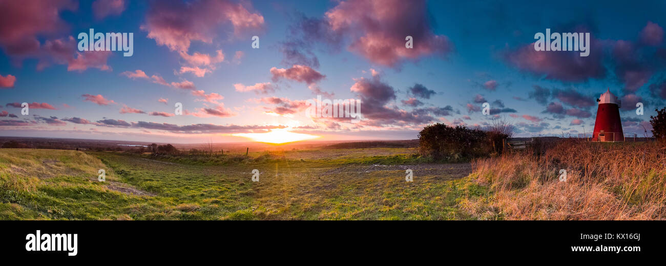 Halnaker Wind Mill at Sunset, West Sussex, UK Stock Photo