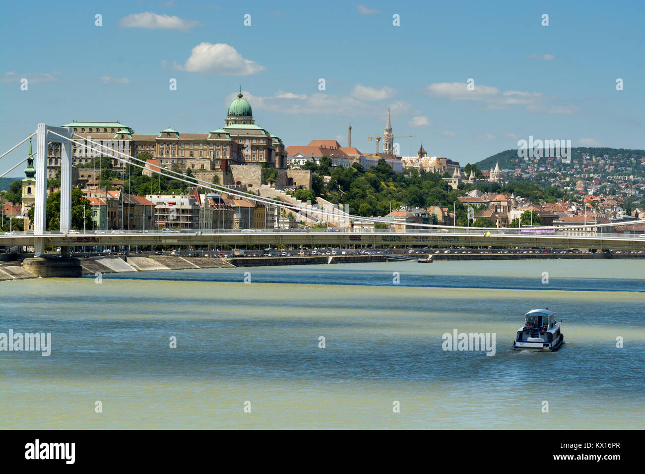 Elizabeth bridge and Castle Hill in Budapest Stock Photo