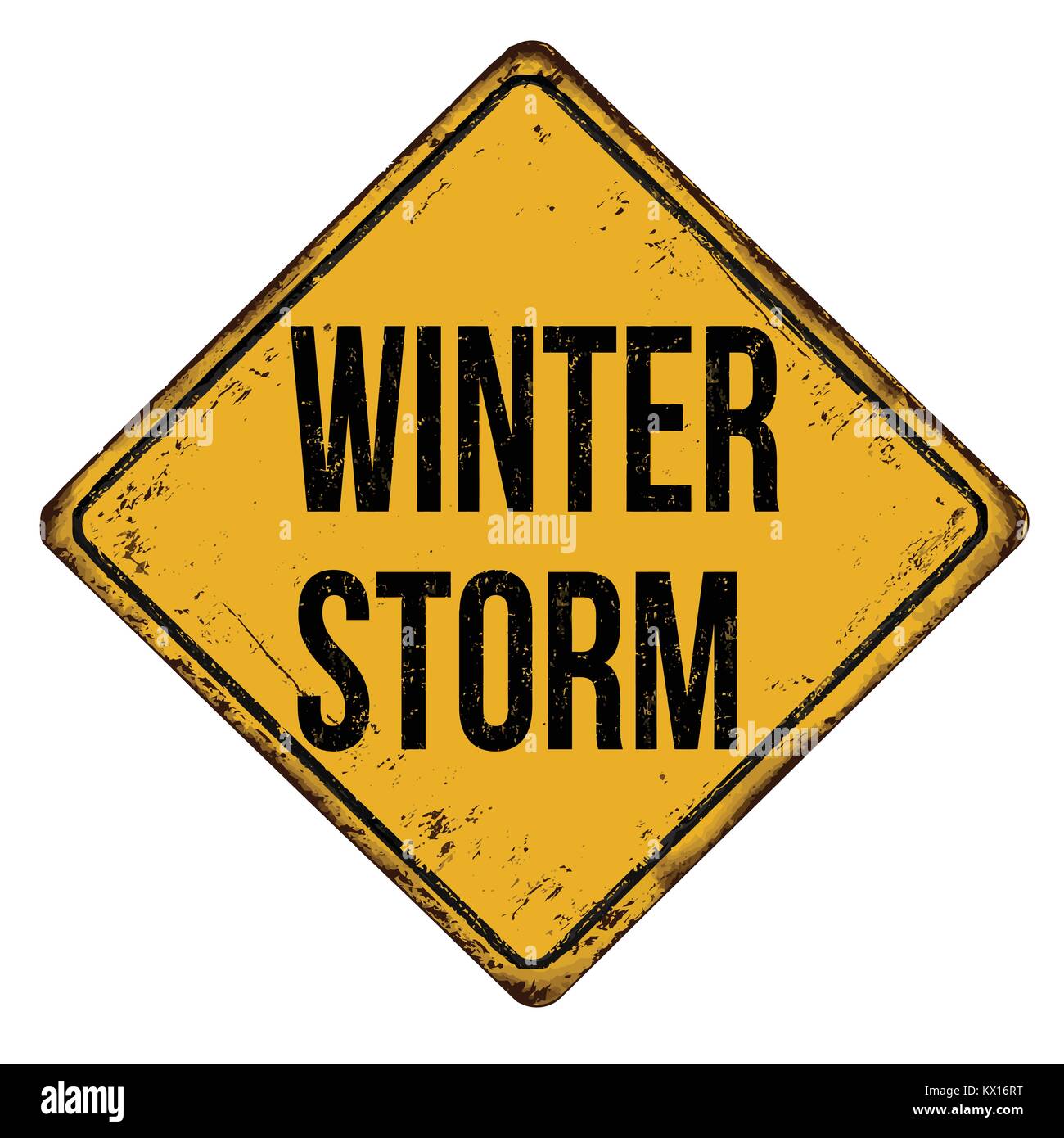 Winter storm vintage rusty metal sign on a white background, vector illustration Stock Vector