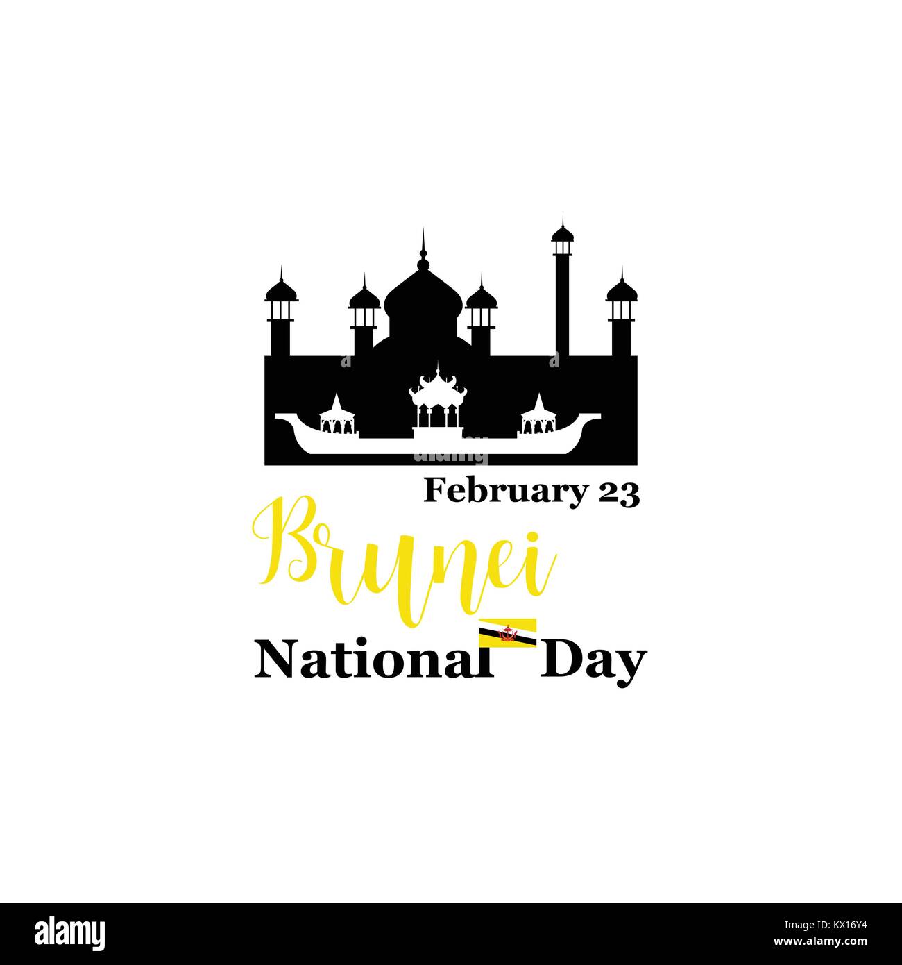 Greeting card Brunei national day. February 23. graphic design for
