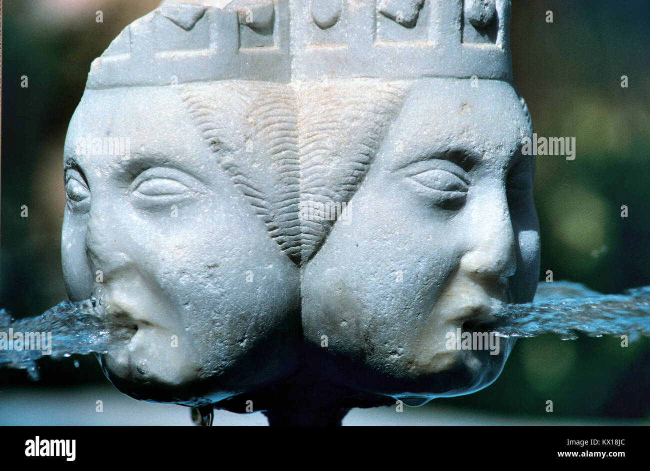 Byzantine Era Marble Fountain Consisting of Three Female Human Heads & Faces Where Water Spouts from the Women's Mouths, Uncovered in the Region of Tokat, Turkey Stock Photo