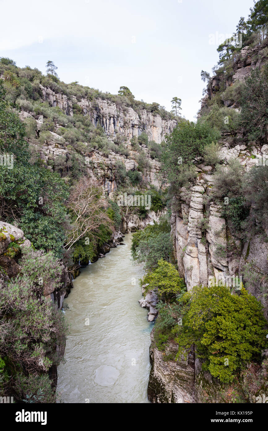 Koprulu Canyon.  A view of Kopru River and Koprulu Canyon.  Koprulu Canyon is a National Park in the province of Antalya, south western Turkey. Stock Photo