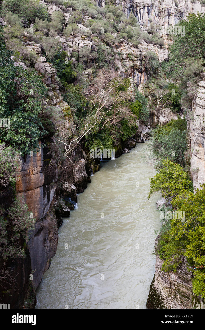 Koprulu Canyon.  A view of Kopru River and Koprulu Canyon.  Koprulu Canyon is a National Park in the province of Antalya, south western Turkey. Stock Photo