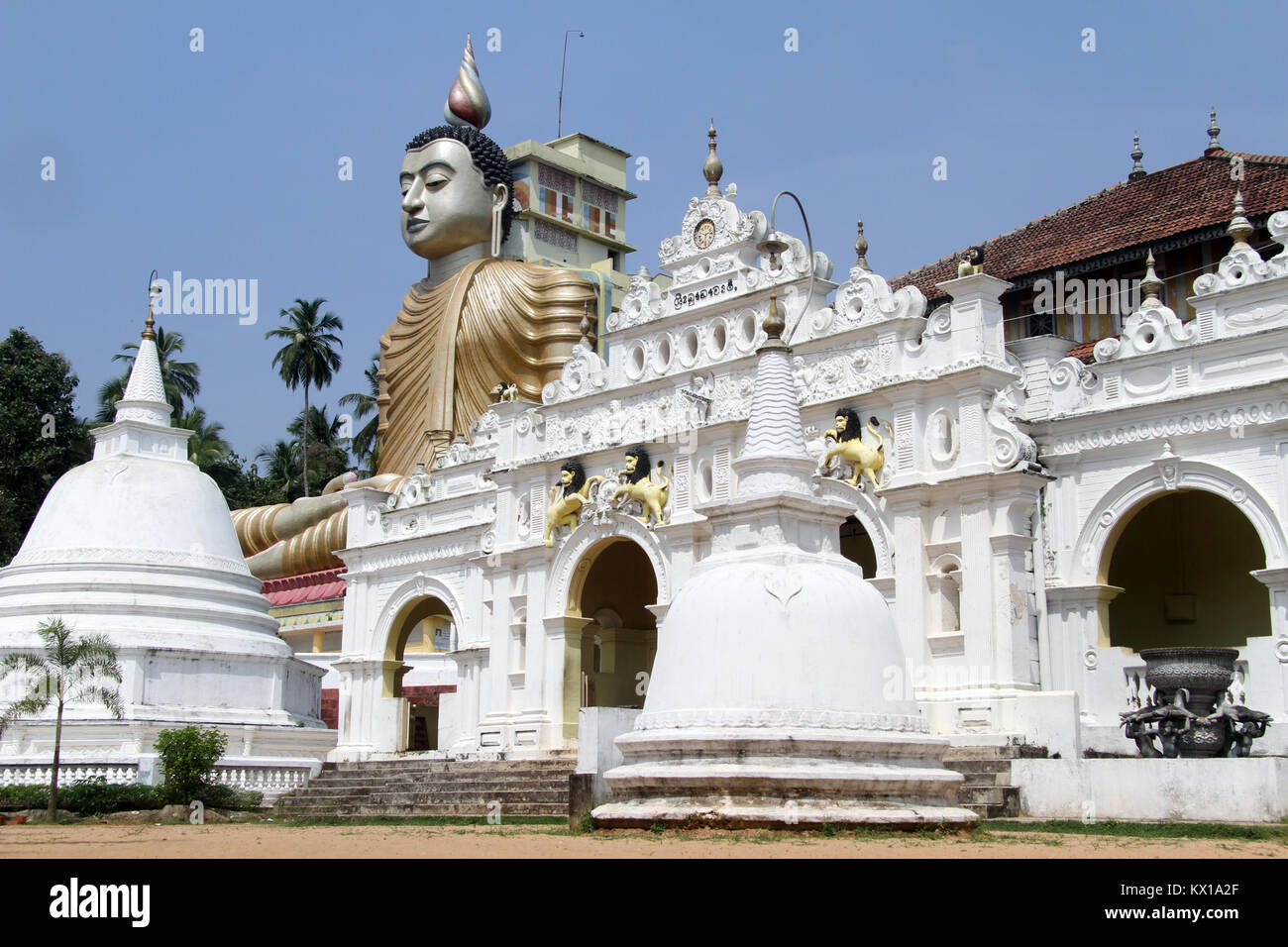 Temple and Buddha in Wewurukannala Vihara, Sri Lanka Stock Photo