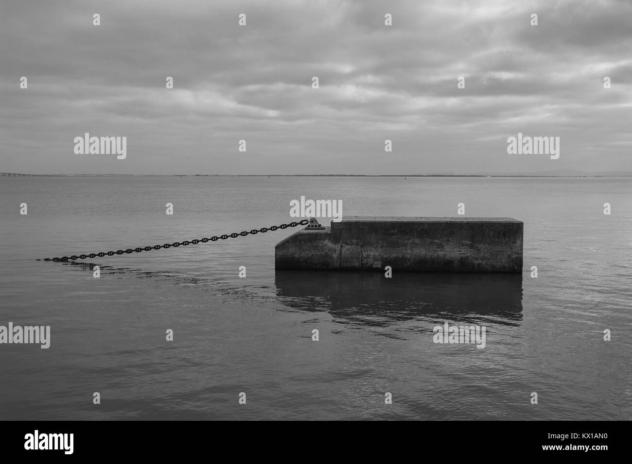 Concrete block part of the structure of a pier in Lisbon's Nations park, Lisbon Portugal. l Stock Photo