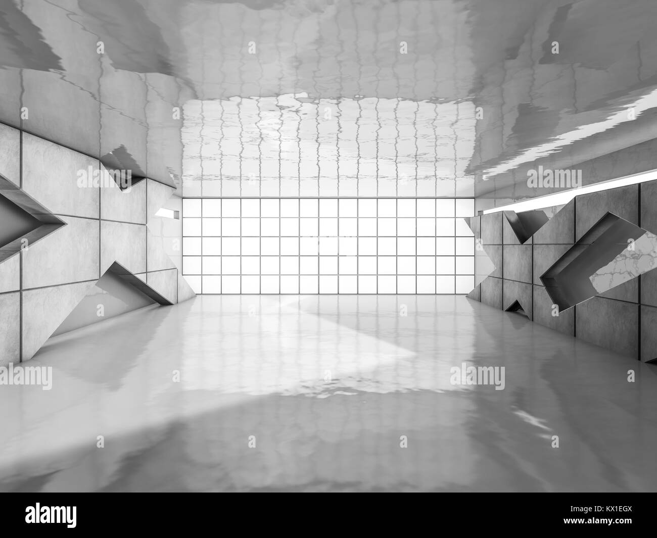 Abstract modern architecture background, empty open space interior. 3D ...