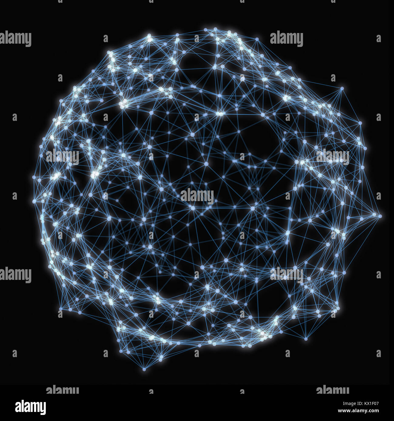 Sphere with Connected Lines and Dots Stock Photo - Alamy