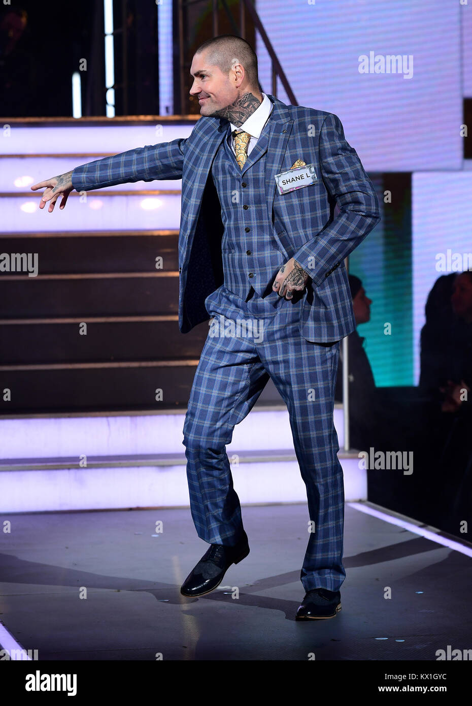 London, UK. 05th Jan, 2018. Shane Lynch enters the house during the Celebrity Big Brother Men's Launch held at Elstree Studios in Borehamwood, Hertfordshire. Credit: Gtres Información más Comuniación on line, S.L./Alamy Live News Stock Photo