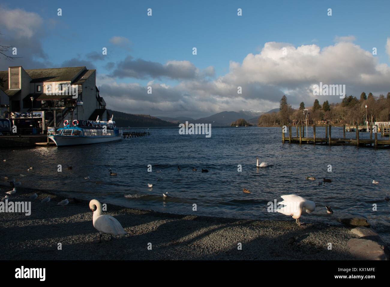 bowness Bay, Lake Winder, ere, Cumbria, United Kingdom. 6th Jan, 2018. Looking NOrth up Lake WIndermere on a bright but cold afternon in the English Lake District Credit: David Billinge/Alamy Live News Stock Photo