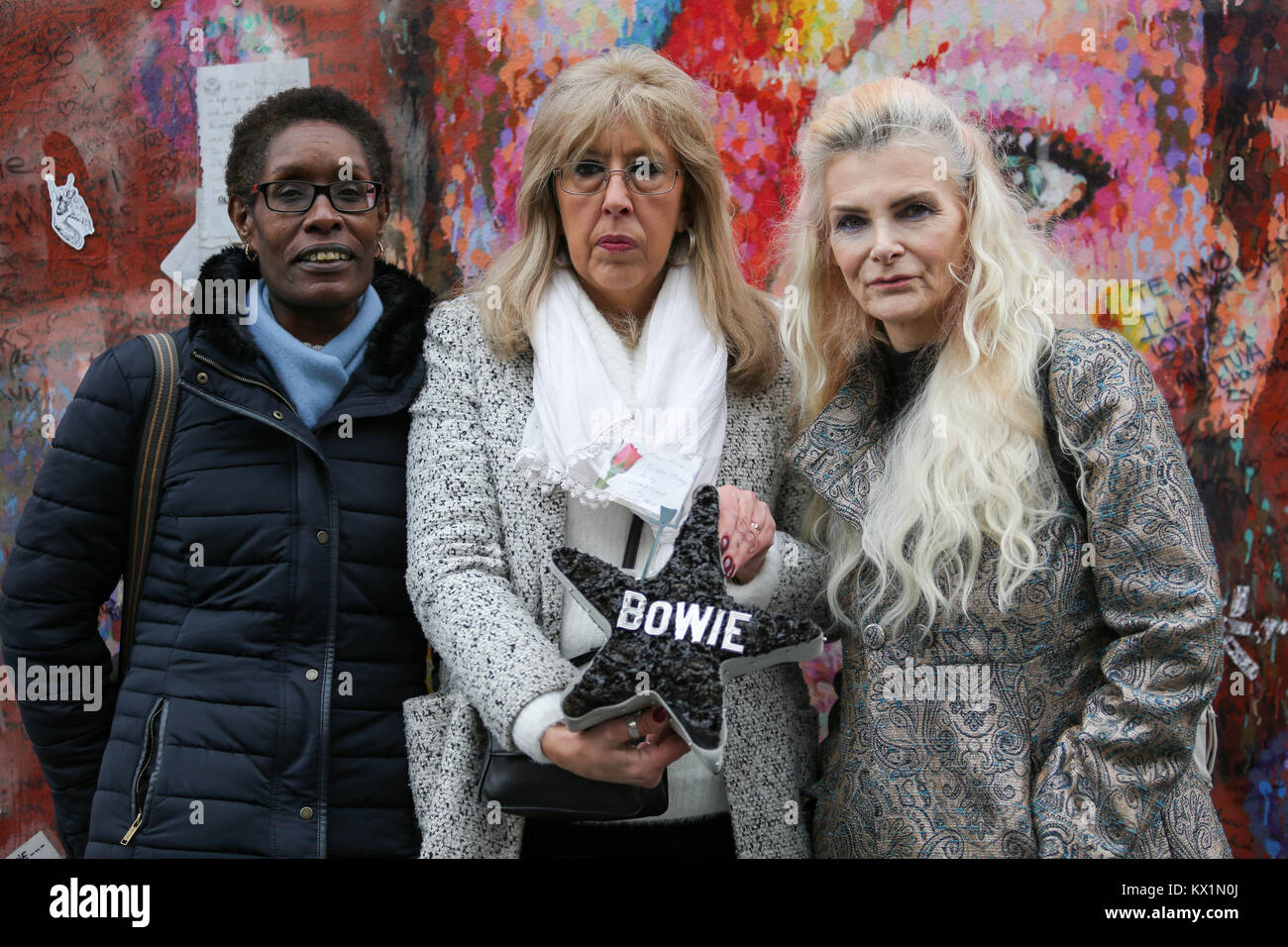 6th Jan, 2018. David Bowie fans meet up at the Bowie Brixton Memorial to  remember the