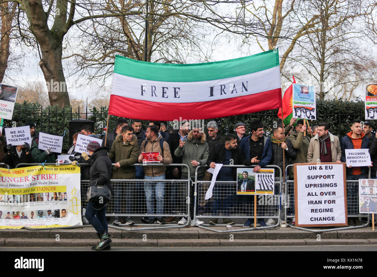 Protestand Rally London, UK. 6th January, 2018. Protest and rally outside the Embassy of ...
