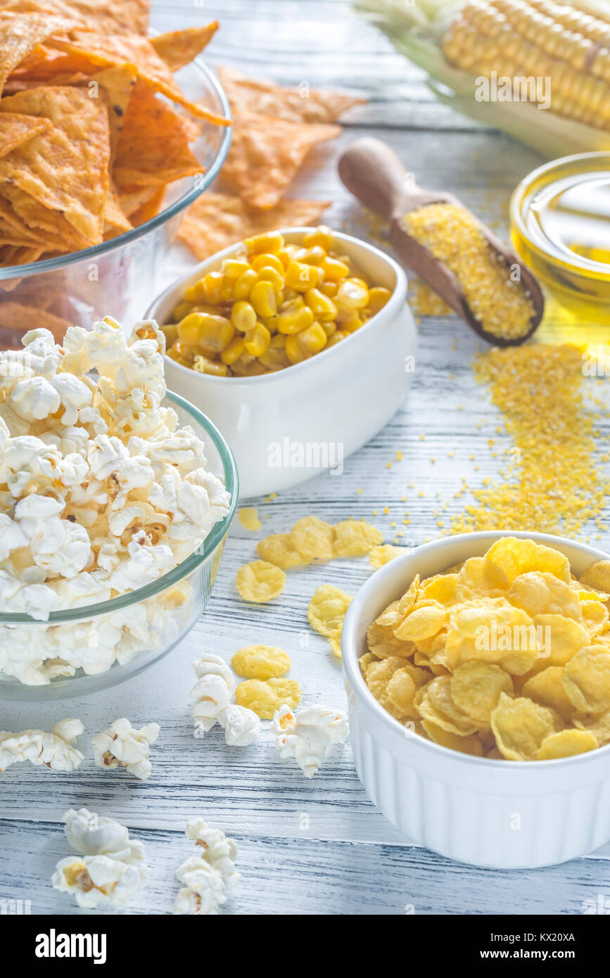 Variation of maize products Stock Photo Alamy
