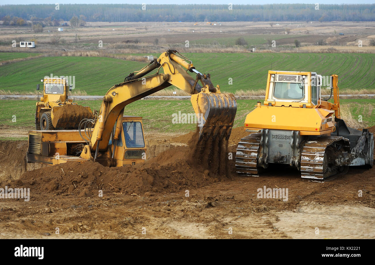 Bulldozer And Excavator Stock Photo - Alamy