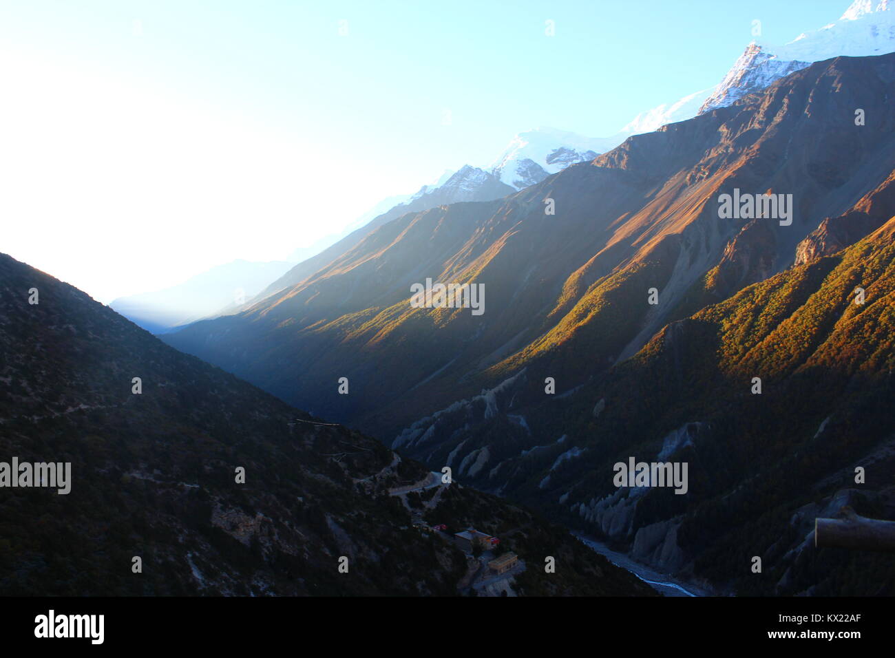 Annapurna Circuit, Nepal Trek, Landslide Area Stock Photo