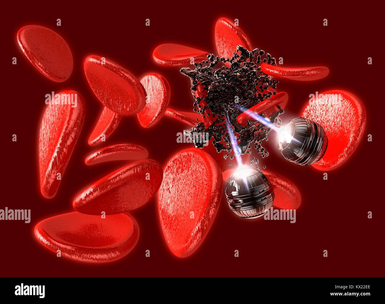 Nano technology in bloodstream, illustration. Stock Photo