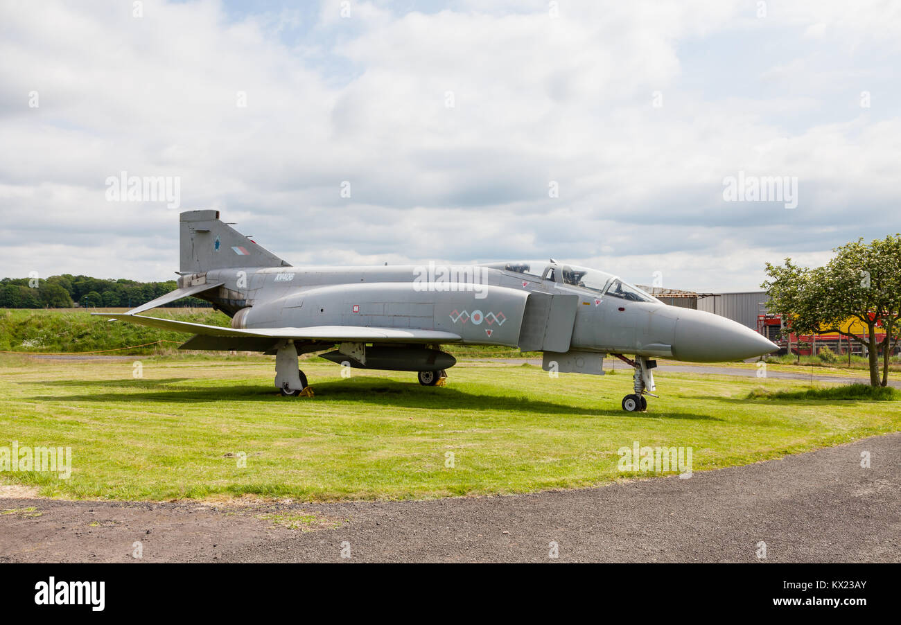 McDonnell Douglas Phantom FGR2 XV406 is pictured at Solway Aviation Museum in Cumbria, England.  The Phantom was a supersonic fighter bomber Stock Photo