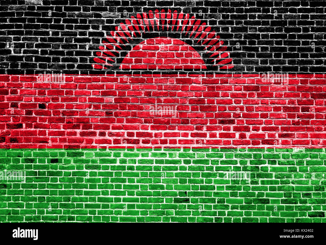 Flag of Malawi painted on brick wall, background texture Stock Photo ...