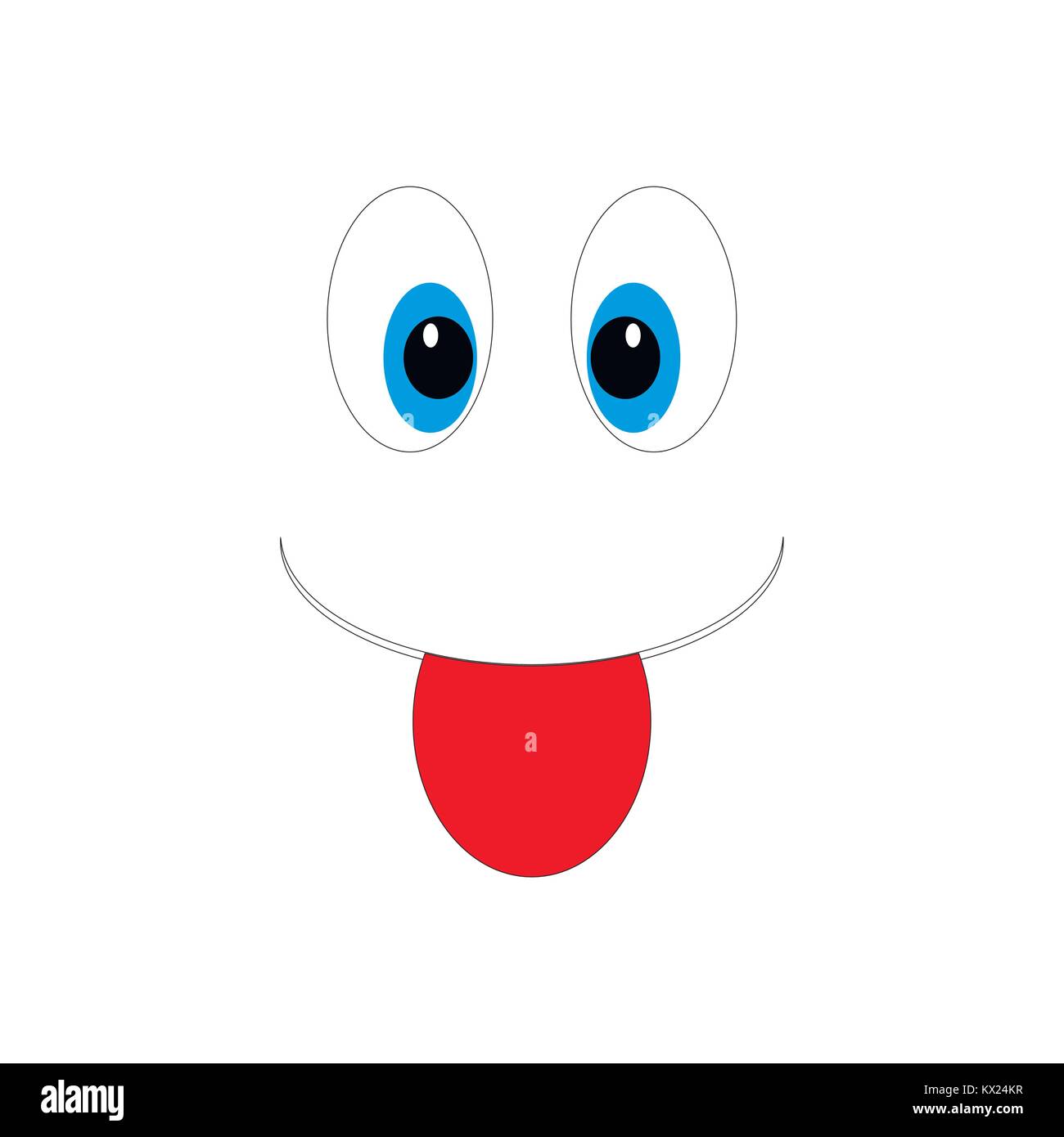 Put out one tongue smile isolated. Vector smiley cartoon emoticon face illustration Stock Vector