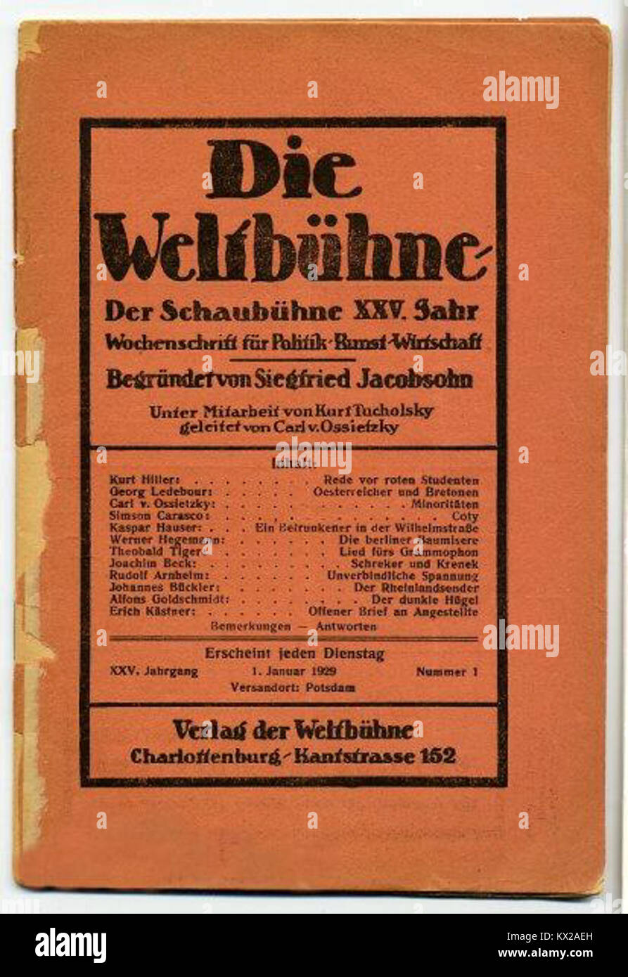 Die Weltbühne1. Januar 1929 Stock Photo Alamy