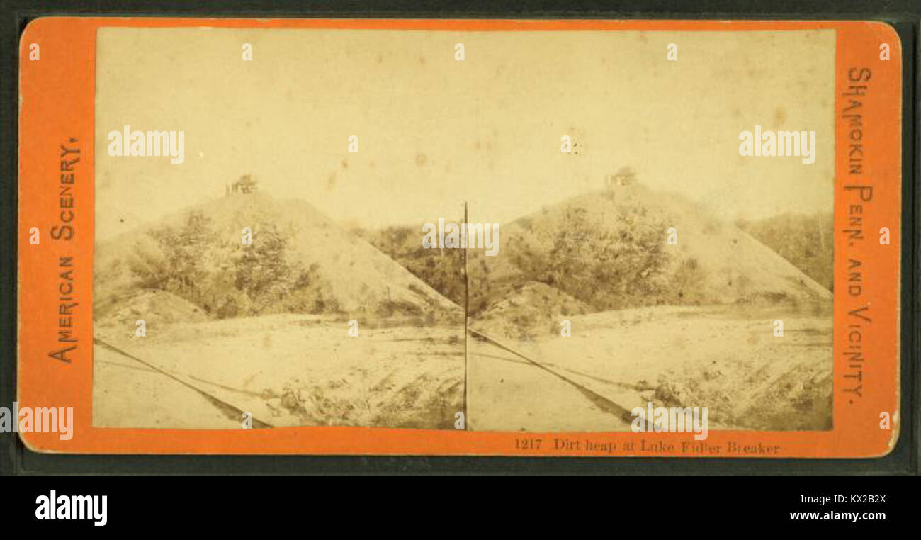 Dirt heap at Luke Fidler Breaker, from Robert N. Dennis collection of stereoscopic views Stock Photo