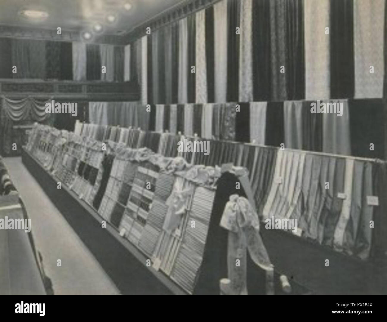 Display of Cheney Brothers silk ribbons and fabrics, Manchester, 1908