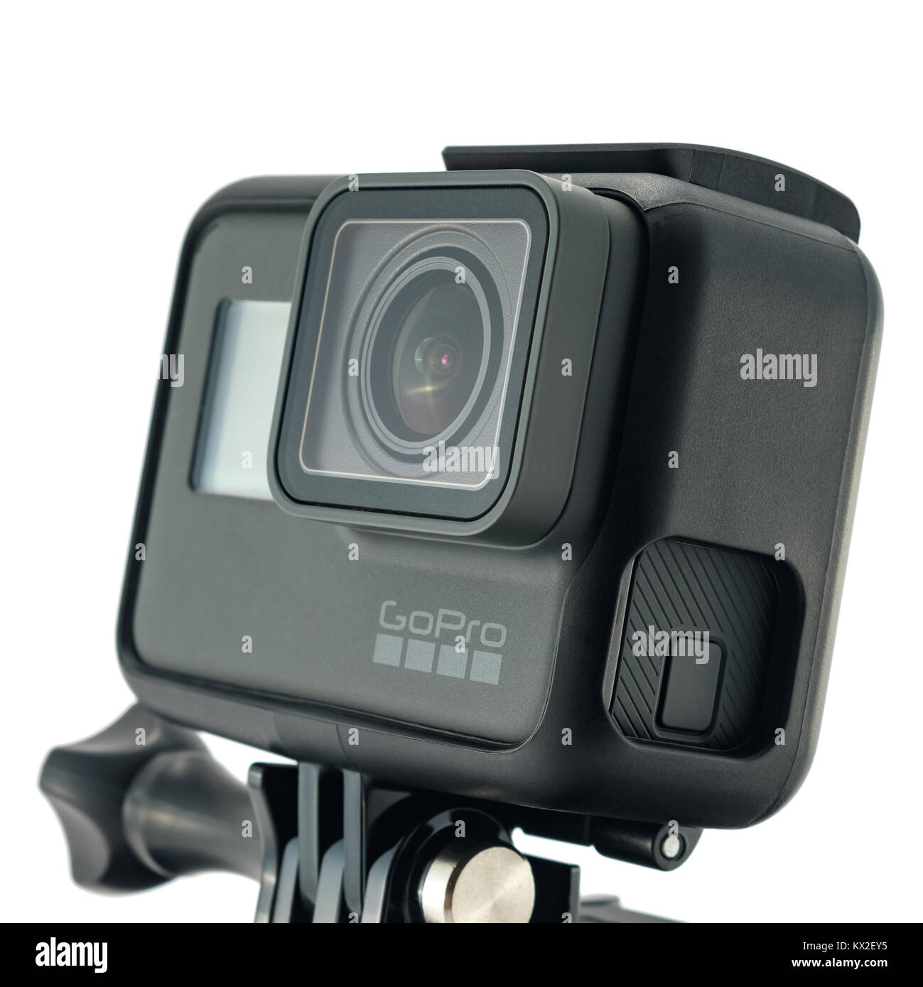 RIGA, LATVIA - NOVEMBER 25, 2017: GoPro HERO 6 Black. Supports 4k Ultra HD  video up to 60 fps and 1080p up to 240 fps. Brand new waterproof action cam  Stock Photo - Alamy
