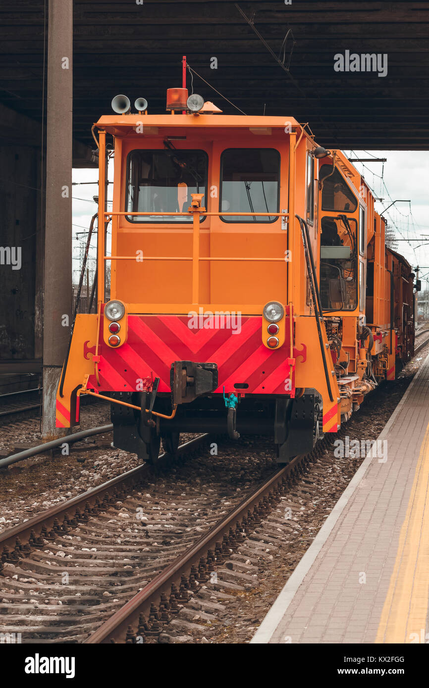 Ballast distributing and profiling track machine. Repair train Stock